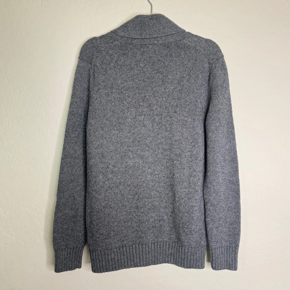 Banana Republic Mens Cotton Blend Cardigan M Grey Shawl Collar Preppy Academia